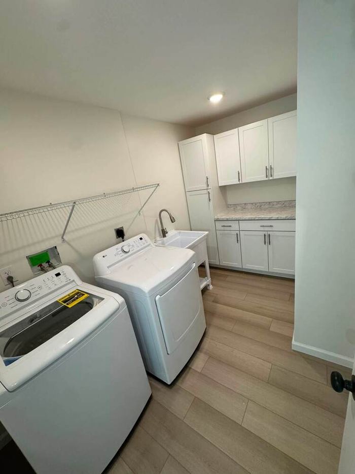 Laundry room plumbing install with washer box and drain